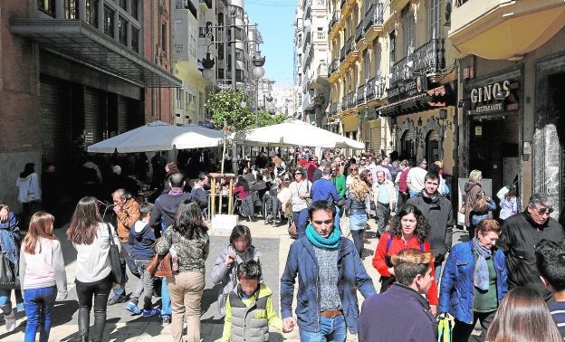 Calle Ribera, en el centro de Valencia el pasado marzo.