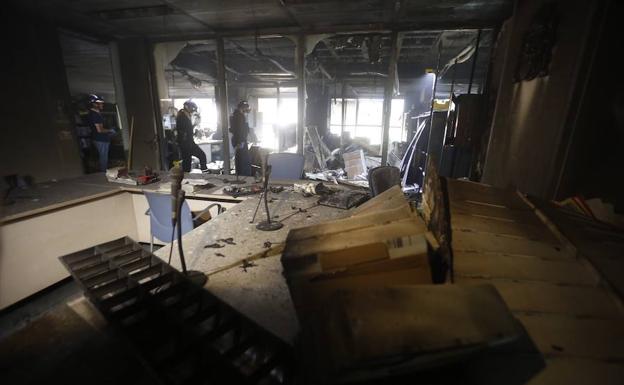 Interior de los juzgados afectados por el incendio.