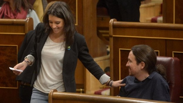 Irene Montero y Pablo Iglesias, en el Congreso.
