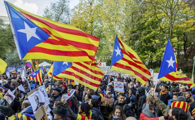 Manifestación convocada por la ANC en Bruselas./Efe