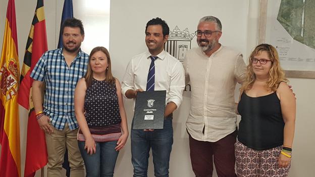Representantes del tripartito, durante la presentación de los presupuestos. / lp
