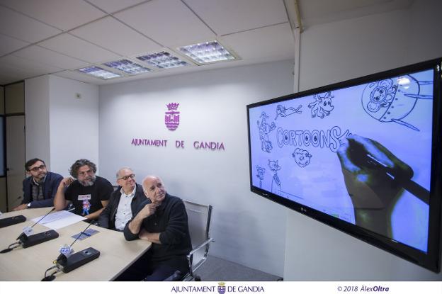 Javier Pastor, Alessandro d'Urso, Abel Guarinos y Joan Muñoz, en la presentación de Cortoons. / à. oltra