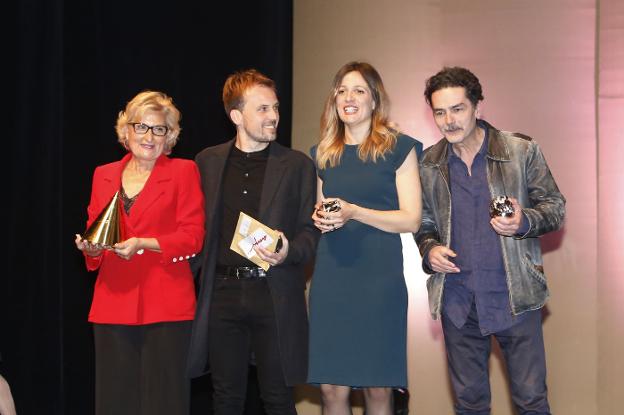 Empar Brines, Román Méndez de Hevia, Silvia Valero y Carles Sanjaime, ayer. / manuel molines