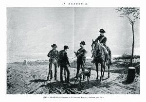 Representación de una detención de bandoleros. La Academia. R. Balaca, 1877. :: LP/