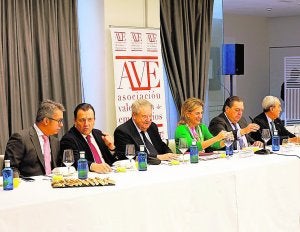 Parte del pleno de AVE, en el encuentro que ayer mantuvieron con Paula Sánchez de León. ::
LP/