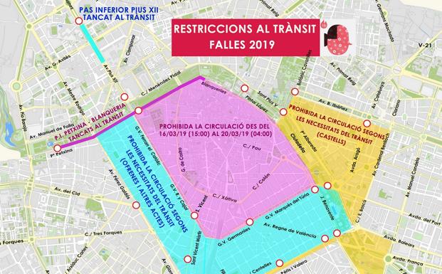 mapa fallas valencia Tráfico en Valencia | El mapa de los cortes de calles en Valencia 