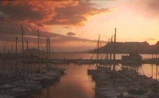 Club náutico de Calpe, al atardecer, desde las webcam instaladas en la zona/LP