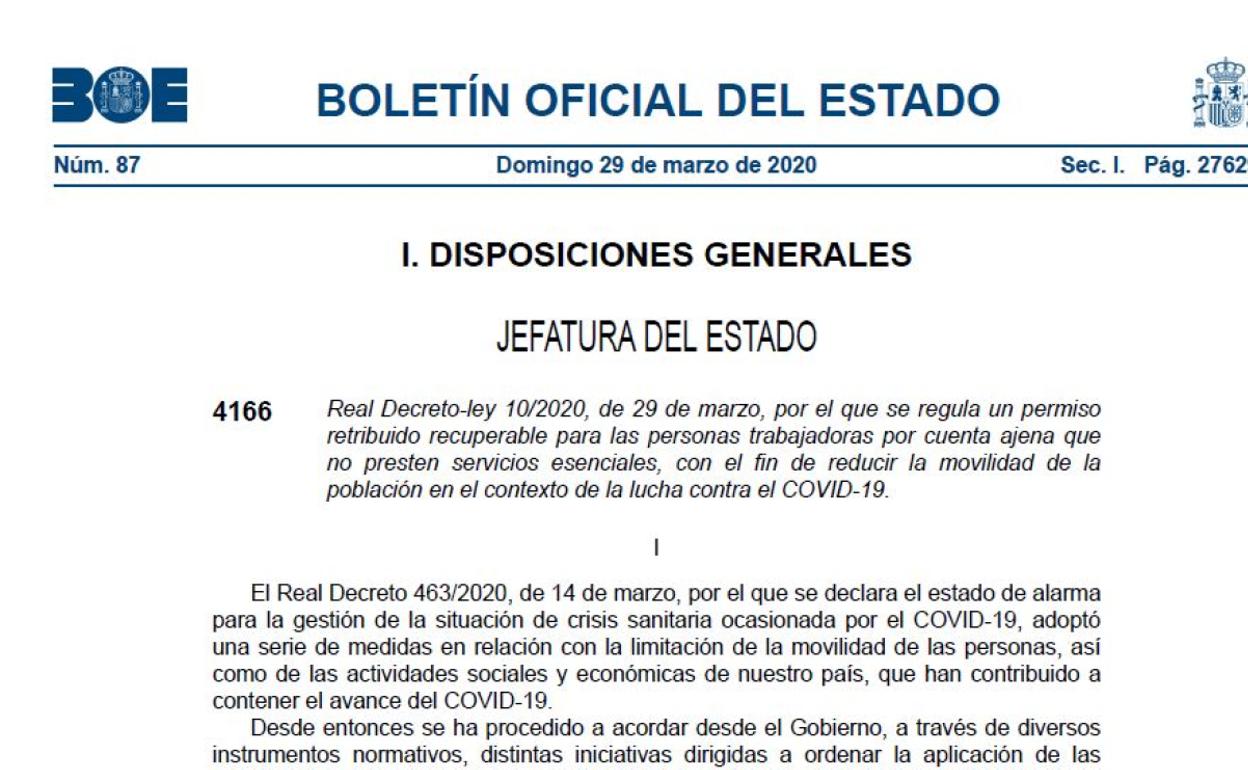 El Boe De Hoy Como Afecta A Los Autonomos Los Servicios Esenciales Y El Permiso Retribuido En El Trabajo Las Provincias