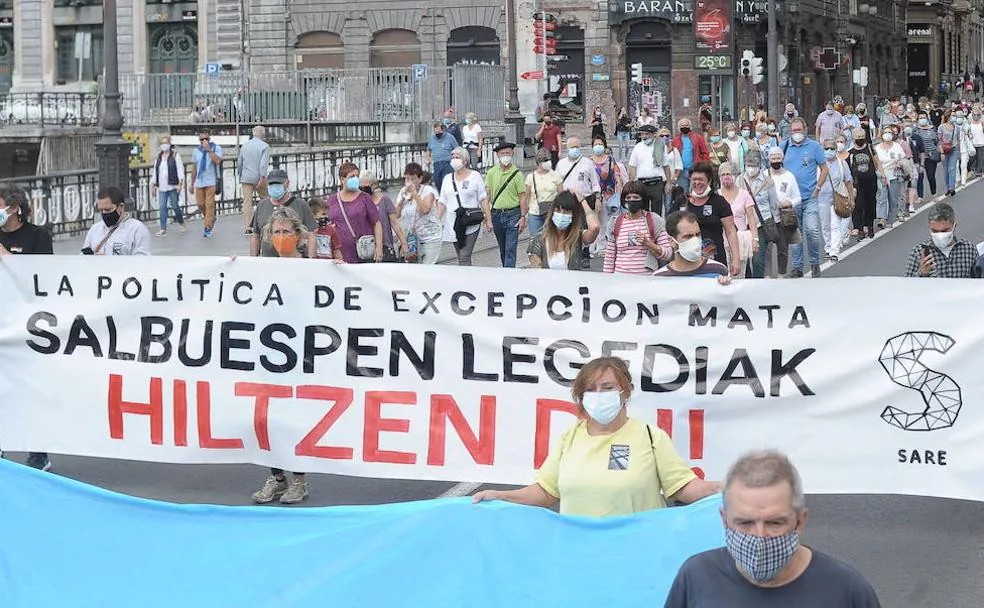 Manifestación a favor del acercamiento de los presos de ETA desarrollada el pasado mes de septiembre en Bilbao./B. AGUDO